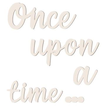 Imagem de Placa Once Upon a Time para berçário, decoração de parede de madeira Once Upon a Time, placa para decoração de parede com palavras de madeira, placa para leitura de biblioteca, canto, recanto, estante