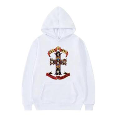 Imagem de Blusa Moletom Canguru Flanelado Casual Guns NRoses - Markelly, Branco,