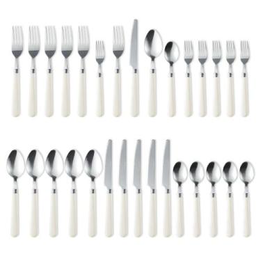 Imagem de Conjunto de talheres CAROTE 30PCS com alça branca de aço inoxidável