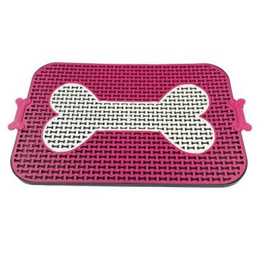 Imagem de Sanitário banheiro tapete higiênico osso canino pet cachorra cão rosa 