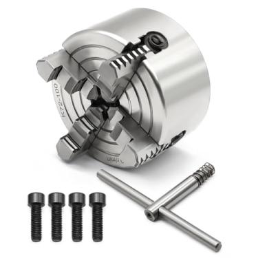 Imagem de Yunnergo Mandril independente de torno K72-100, mandril manual de 10 cm, 4 garras 3500 r/min