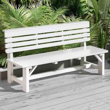 Imagem de Bancos Ao Ar Livre à Prova De Intempéries Madeira Maciça Forte Suporte De Carga à Prova De Ferrugem Banco De Madeira Fácil De Limpar Com Encosto Para Decoração, White, 120 * 50 * 80cm