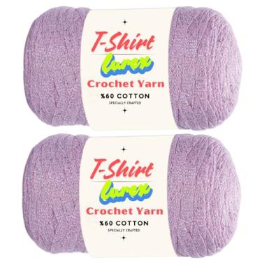 Imagem de Art of Yarn Camiseta Lurex% 60% Algodão para Crochê, Tricô, Tecido Metálico Brilhante Grosso, Camiseta Iniciante 500 g, Porta-copos 240 jardas, Bolsas Perfeitas, Cestas, Decoração de Casa Pacote com 2