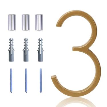 Imagem de Número de casa flutuante com números modernos de 12,7 cm, número de endereço residencial de liga de zinco Deamos para casa com acabamento refletivo, montagem flutuante ou montagem embutida liga de