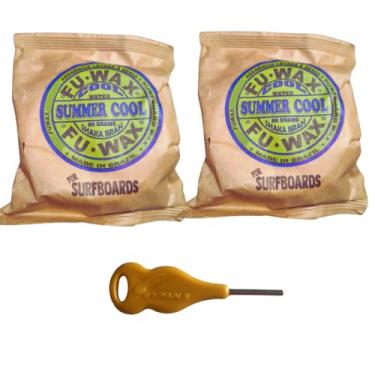 Imagem de Parafina Fu Wax Parafina Surf Fu Wax 80g Profissional e Super Aderência Kit 2Und +1 Chavinha (Cool Water)