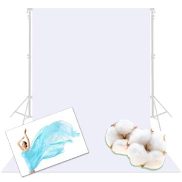 Imagem de Prism Pano de fundo 100% algodão extra grosso para fotografia profissional, 1,5 x 2,7 m, branco, escovado para pouca refletância de luz e sangria, musselina de algodão orgânico sustentável sem