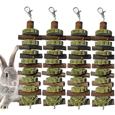 Imagem de PINVNBY Brinquedos de mastigação de coelho para dentes natural orgânico gaiola de coelhos varas molares para chinchilas, porquinhos-da-índia, hamsters, papagaios e outros animais de estimação pequenos