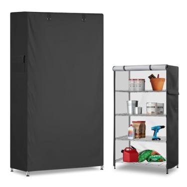 Imagem de Dalema Capa de prateleira de armazenamento, resistente ao ar livre, 600D 91 cm L x 61 cm P x 182 cm A, capas de prateleira à prova d'água à prova de poeira para prateleiras de arame, capa de rack de