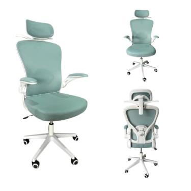Imagem de Cadeira de Escritório Ergonômica com Encosto Reclinável, Apoio Lombar e de Cabeça Ajustável, Tela Mesh Respirável, Giratória com Rodinhas, Cabide - Ideal para Home Office e Escritório