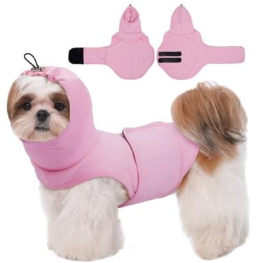 Imagem de MIGOHI Moletom com capuz para alívio da ansiedade para cães pequenos, colete leve para ansiedade com capa de orelha para meninos e meninas, respirável, para fogos de artifício, viagens, separação