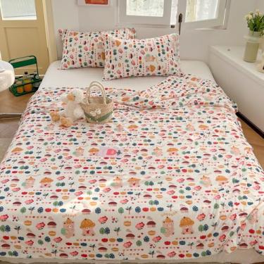 Imagem de MorroMorn Conjunto de edredom casal, conjunto de cama casal, 3 peças, conjunto de cama com 2 fronhas, cobertor leve ultramacio, para cama, meninas, crianças, adolescentes e adolescentes, verão