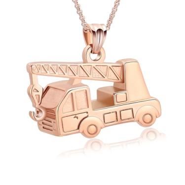 Imagem de AIWENXI Colares de urna de guindaste para cinzas, joias de cremação, urnas memoriais, colares com pingente, joia de aço inoxidável, veículo de engenharia, lembranças, medalhão, Aço inoxidável, Sem