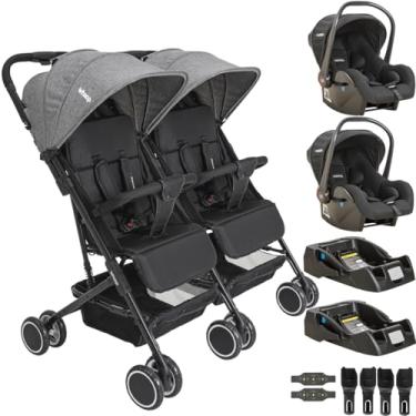 Imagem de Carrinho Kiddo Gemeos com 2 Bebe Conforto 2 Base Mascote Grafite