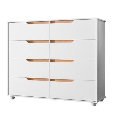 Imagem de Cômoda Quarto Doble com 8 Gavetas e Pés - ALBATROZ MOVEIS, Branco/Frei