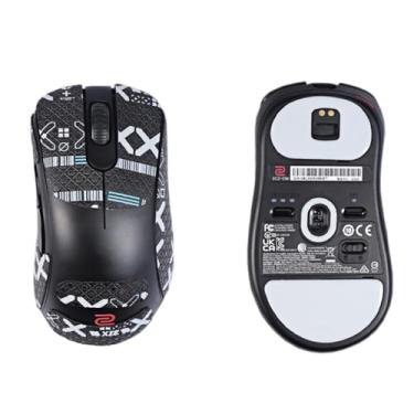 Imagem de NOUKAJU Fita adesiva para mouse com cobertura total para BenQ Zowie EC2-DW, kit de atualização de mouse profissional resistente ao suor, patins para pés de mouse (almofada de pé + fita preta para