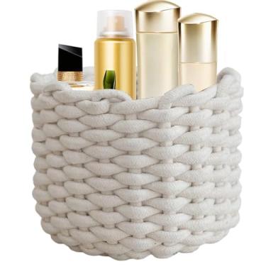 Imagem de Cesto De Armazenamento Em Corda - Cesto de Brinquedos Trançado - Organizador de Roupa Caixa de Armazenamento para Sala Quarto Casa de Banho Cozinha Escrivaninha Fruta Chaves Roupa