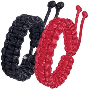 Imagem de Jewever Pulseiras de sobrevivência Paracord trançada corda artesanal para casais, homens e mulheres, tamanho ajustável (conjunto de 2), Adjustable, Poliéster, Sem Pedra Preciosa