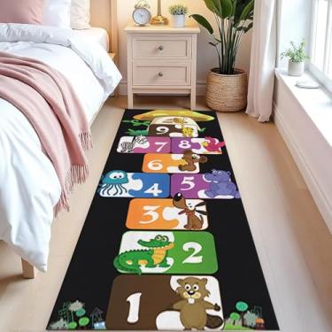Imagem de Tapete infantil de desenho animado – Antiderrapante Hopscotch Diversão e Jogos, Tapete de Passarela Lavável, Fácil de Manter - Ideal para Salas de Jogos e Espaços Educacionais (4, 6 x 0,9 m)