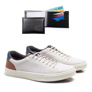 Imagem de Kit Tenis Casual Masculino Com Carteira Sapatenis De Amarrar Confortavel Leve Macio (Cinza, BR, Adulto, Numérico, 42)