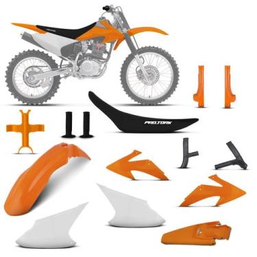 Imagem de Kit Plástico Crf 230f 2008 À 2014 - Pro tork, BRANCO - LARANJA, Único