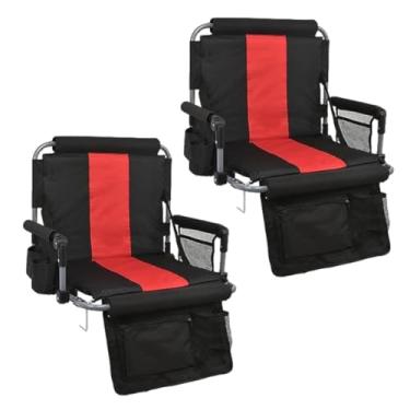 Imagem de AODQ Assentos de estádio com suporte para as costas, assentos de arquibancada dobráveis portáteis, cadeira de arquibancada com almofada dobrável com suportes de copo, apoio de braço e ganchos de couro