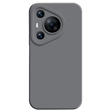 Imagem de HAOMRIYL Capa ultrafina para Huawei Pura 80 Ultra/80 Pro+/80 pro/80, capa de silicone líquido, macia, à prova de choque, antiimpressões digitais, capa de proteção de lente, cinza, 80 Pro