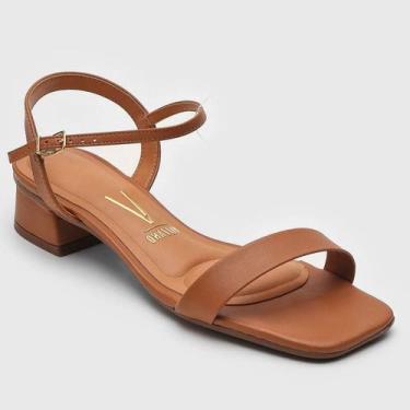 Imagem de Sandália Vizzano Salto Bloco Baixo Casual Feminina - Caramelo, 38