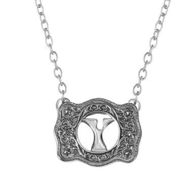 Imagem de SENFAI Colar com fivela de cinto, estilo ocidental, pingente de letra inicial, design decorativo com fivela de cinto, Small, Latão, Sem Pedra Preciosa