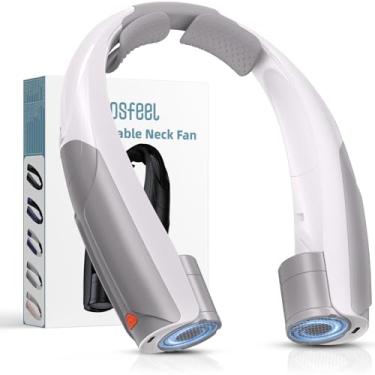 Imagem de VOSFEEL Ventilador de pescoço externo 8000RPM Hurricane Wind, ventilador pessoal portátil recarregável, bateria comprovada 20 horas, 6 velocidades de resfriamento ajustáveis, fluxo de ar de 360°