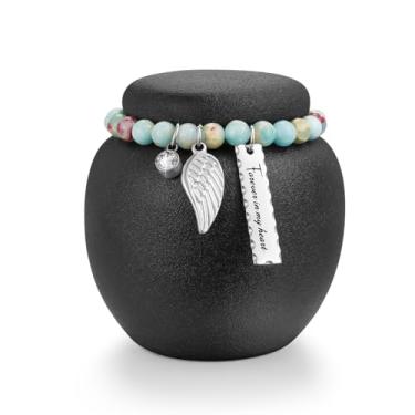 Imagem de SOITIS Urna pequena para lembrança de cinzas humanas - Urna de cerâmica preta de 6 cm para lembrança de cinzas, urna decorativa com suporte de memorial, urnas de cremação funerária para mulheres e