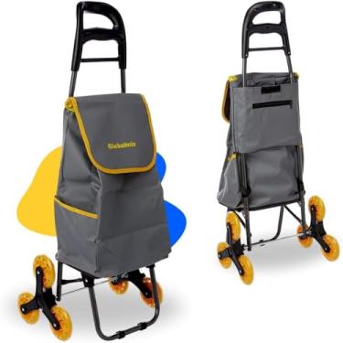 Imagem de Carrinho de Compras Transporte de Carga Dobrável com 6 Rodas, Capacidade 40kg, Bolsa Removível em Oxford