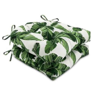 Imagem de Outdoor Chair Cushions, U-Shaped Wicker Seat Cushion, Water-Resistant and Fading-Resistant for Patio Garden Home Office Furniture(Green leaves)