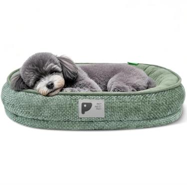 Imagem de Camas para cães pequenos, cama ortopédica com capa removível e sofá-cama inferior antiderrapante com reforço de quatro lados verde G