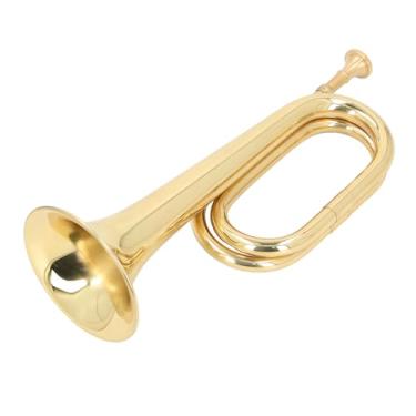 Imagem de Bugle de bugta espanhola trompete c chave de cavalaria Chave o instrumento de sopro com acabamento de ouro de laca para iniciantes e bandas marchas 11 cm de diâmetro de 34 cm de