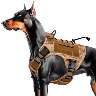 Imagem de Peitoral tático resistente para cães grandes, colete refletivo ajustável sem puxão com sistema Molle, controle de nível militar K9 para treinamento de serviço, atividades ao ar livre e mais de 10