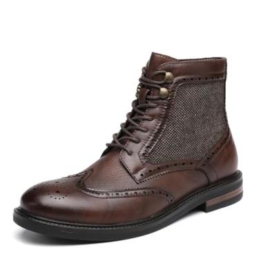Imagem de DECARSDZ Bota masculina casual Chukka com cadarço e zíper, Marrom, 38