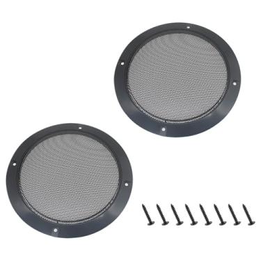 Imagem de OZXNO 2 peças de grade de alto-falante de malha de metal de 10 cm, capa protetora para grade de subwoofer com parafusos de montagem para alto-falante de áudio doméstico e carro (preto)