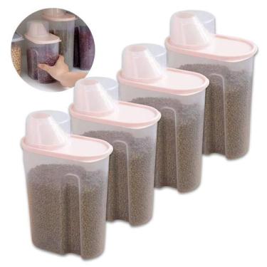 Imagem de 4 Un Pote 1,9L Porta Mantimentos Organizador Alimentos Armário Cozinha