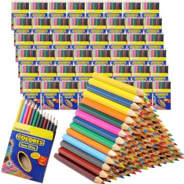 Imagem de TaoBary Conjunto de mini lápis de cor a granel para crianças de 8,9 cm, 12 cores, portátil, curto, gordo, para adultos, crianças, pintura, sala de aula, material escolar, lembrancinhas de festa (48