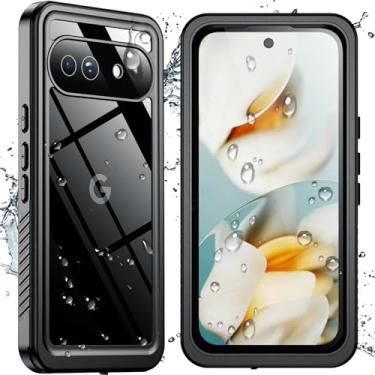 Imagem de SPIDERCASE Capa à prova d'água para Google Pixel 9a, à prova de quedas militares de 3 m, à prova d'água IP68, proteção total de 360°, capa protetora resistente para Pixel 9a de 6,3 polegadas, preta