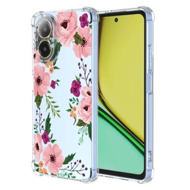 Imagem de RRXSYXL Capa para Oppo Realme C67 4G com estampa floral transparente, capa macia à prova de choque para Oppo Realme C67 4G, flor de cerejeira