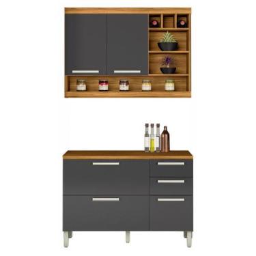 Imagem de Cozinha Modulada com 2 Peças Burguesa Premium MDF Nesher, Freijó com G