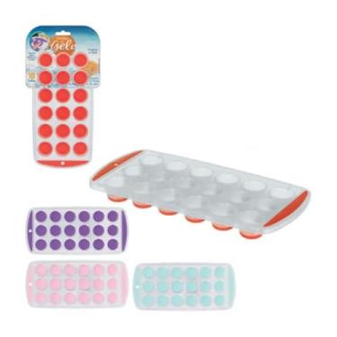 Imagem de Forma de Gelo Flexível com Fundo de Silicone, Kit com 2 Unidades, 18 Cubos Cada, Total 36 Cubos, Antiaderente (Rosa)