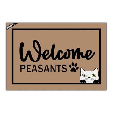 Imagem de AZNWXY Tapete de boas-vindas engraçado Welcome Peasants Capacho para entrada, tapete de gato 60 cm x 40 cm