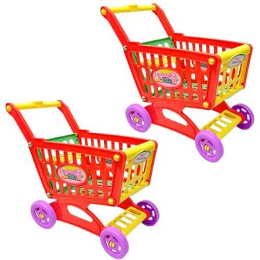 Imagem de Kit 2 Carrinho Supermercado Super Market Pequeno de Brinquedo Super Sh