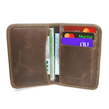 Imagem de Carteira Slim De Couro Masculina Cartões Rg Cnh - Le Voyage