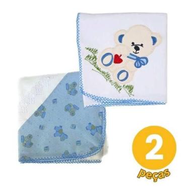 Imagem de Kit 2 Cueiros Masculino - 1 Bordado + 1 Com Aplique Bebê - Dugu