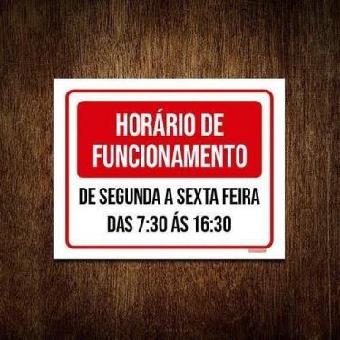 Imagem de Kit 3 Placa Sinalização Horário Funcionamento Verm Seg Sex - Sinalizo