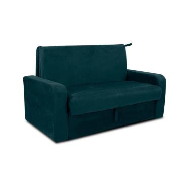 Imagem de Sofá Cama 2 Lugares Compacto Com Baú 145 Larg Daiane Matrix Suede Petróleo