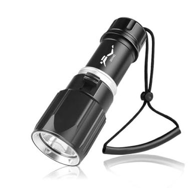 Imagem de WINDFIRE Lanterna de mergulho leve para mergulho, modo de luz única, luzes de flash subaquáticas à prova d'água IPX8, acessórios de mergulho para exploração oceânica